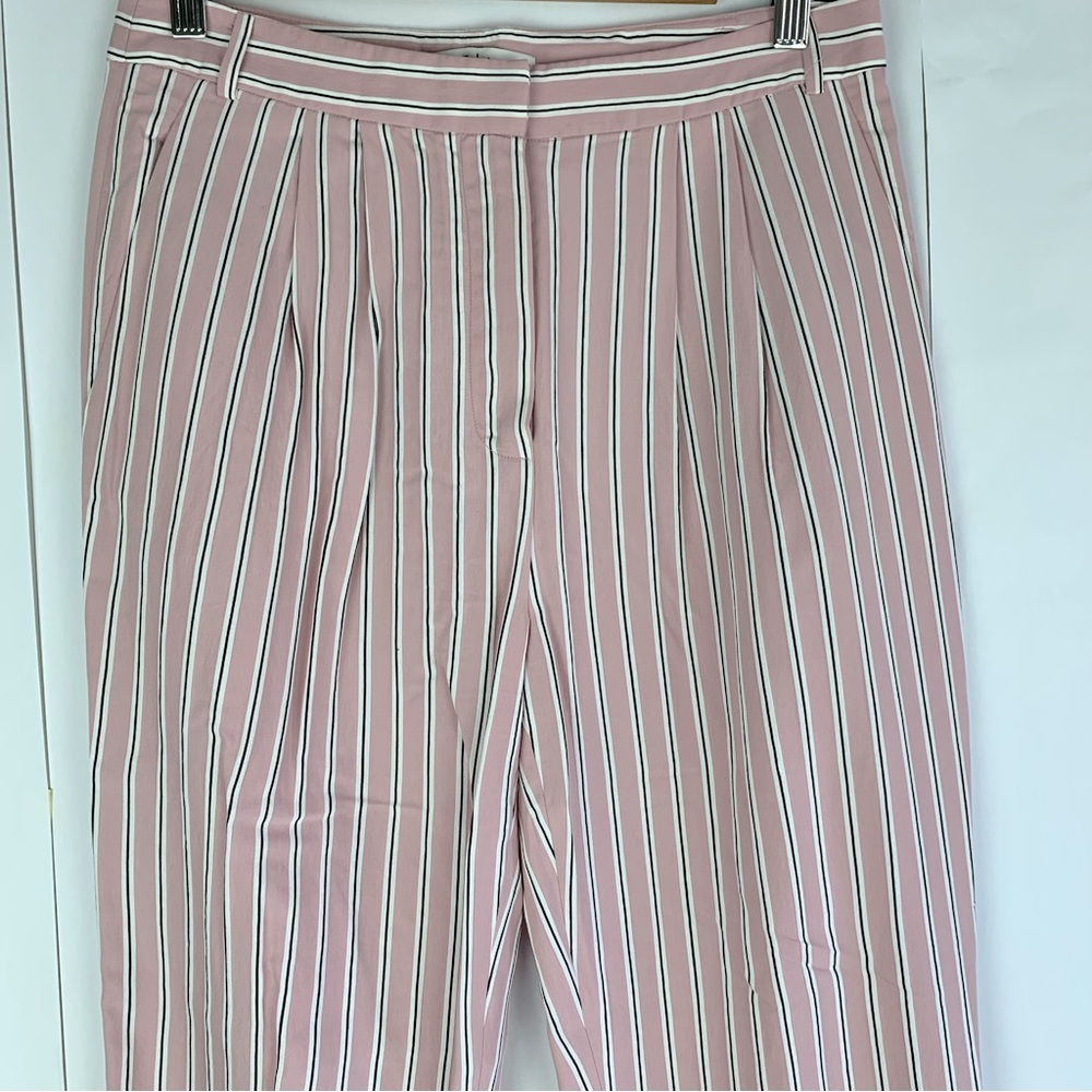 Tibi Striped drawstring gathered Trousers pale pink - Picture 9 of 14